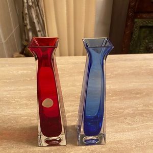 Christmas Home Decor bundle. 2 small vases made in Italy & Christmas Poinsettia